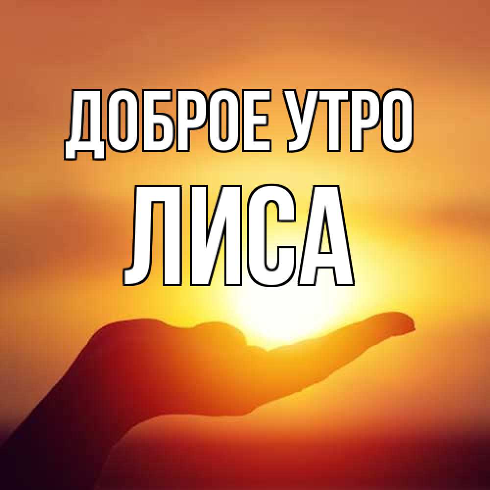 Открытка на каждый день с именем, лиса Доброе утро ладошка и закат Прикольная открытка с пожеланием онлайн скачать бесплатно 