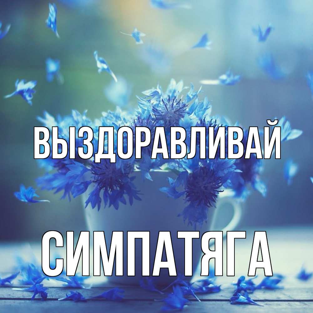 Открытка на каждый день с именем, Симпатяга Выздоравливай кружка с зельем и цветами Прикольная открытка с пожеланием онлайн скачать бесплатно 