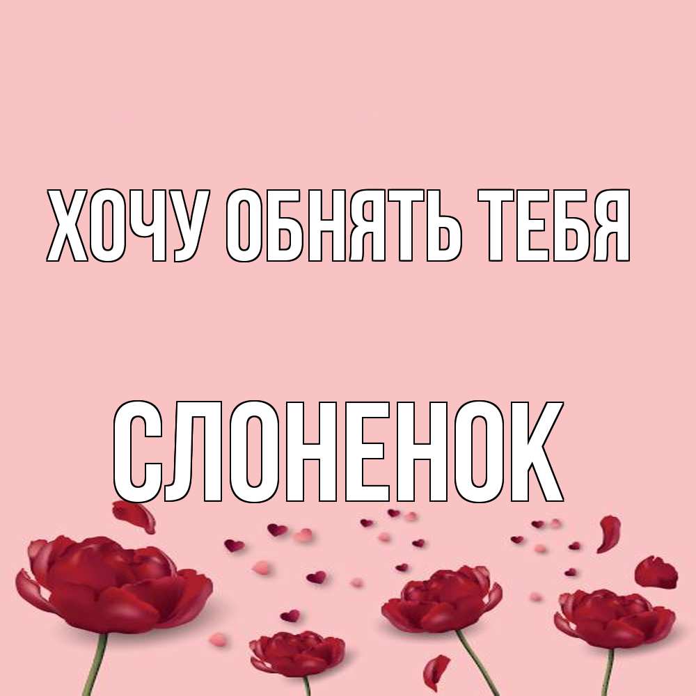 Открытка на каждый день с именем, Слоненок Хочу обнять тебя бесплатно Прикольная открытка с пожеланием онлайн скачать бесплатно 