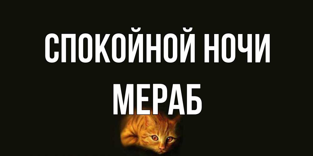 Открытка на каждый день с именем, Мераб Спокойной ночи кот Прикольная открытка с пожеланием онлайн скачать бесплатно 