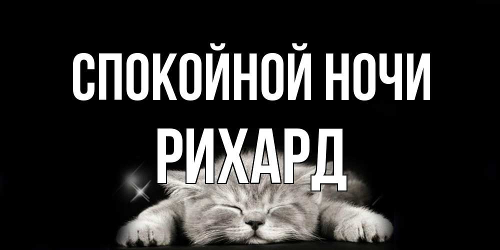 Открытка на каждый день с именем, Рихард Спокойной ночи спящий котик Прикольная открытка с пожеланием онлайн скачать бесплатно 