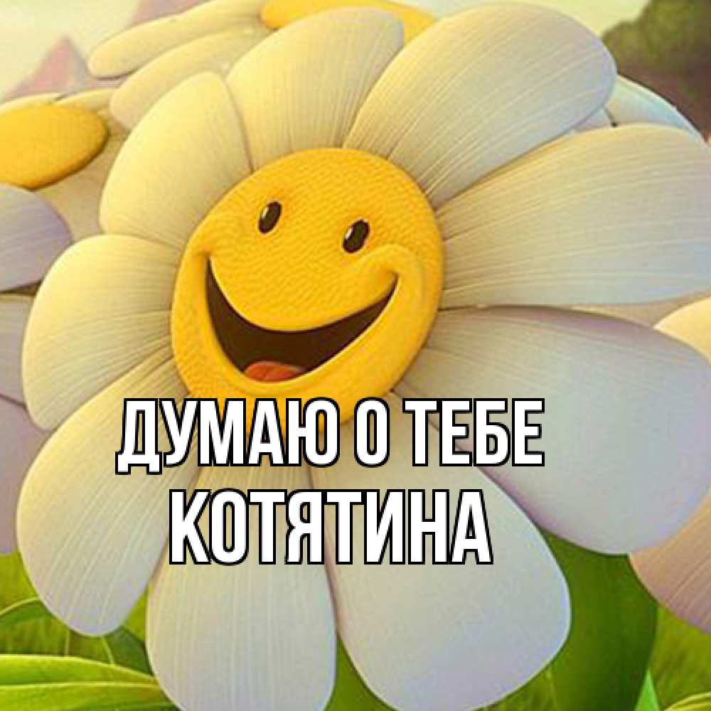 Открытка на каждый день с именем, Котятина Думаю о тебе позитивные мысли Прикольная открытка с пожеланием онлайн скачать бесплатно 