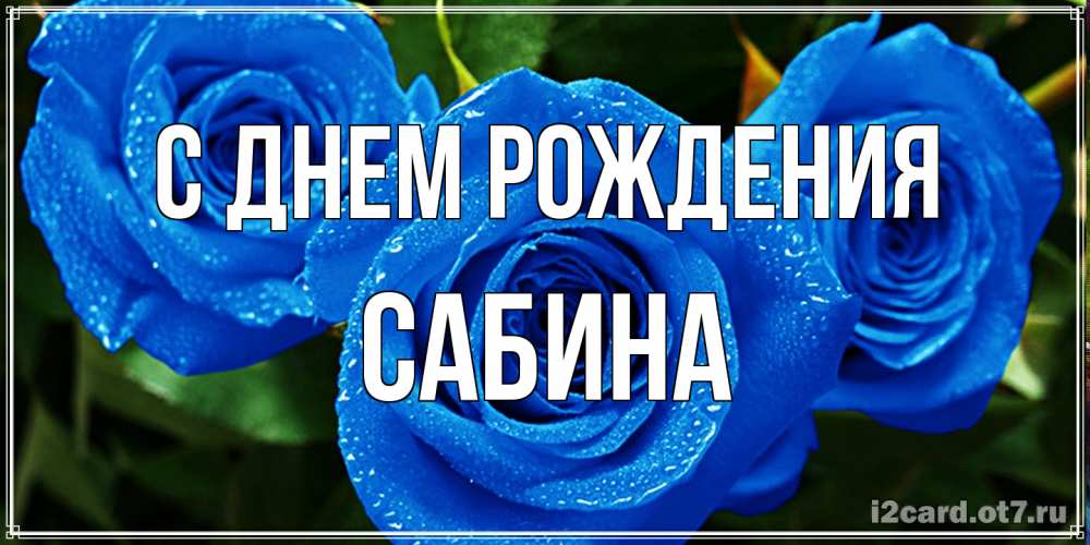 Открытка на каждый день с именем, Сабина С днем рождения розы с синим цветом Прикольная открытка с пожеланием онлайн скачать бесплатно 