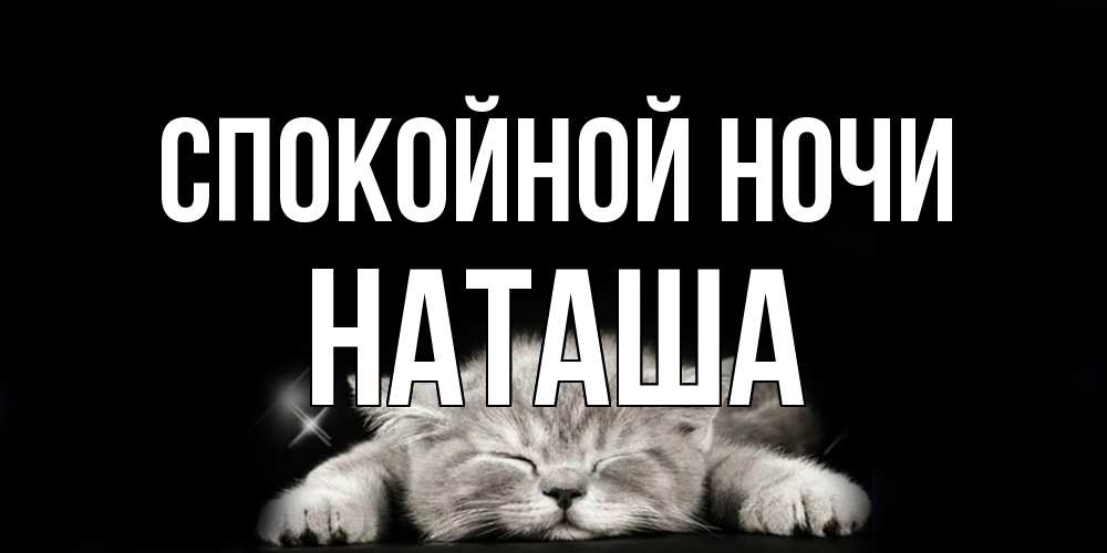 Открытка на каждый день с именем, Наташа Спокойной ночи спящий котик Прикольная открытка с пожеланием онлайн скачать бесплатно 