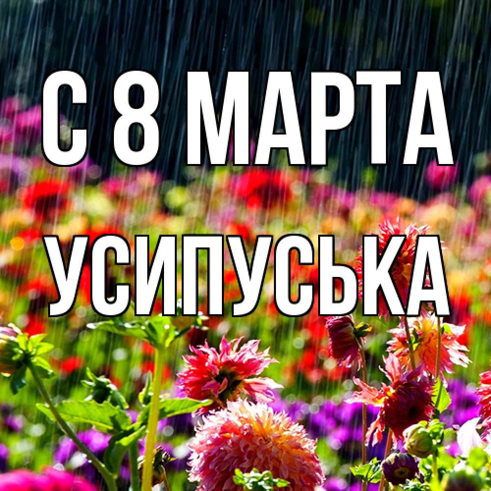 Открытка на каждый день с именем, усипуська C 8 МАРТА цветы под дождиком к международному женскому дню Прикольная открытка с пожеланием онлайн скачать бесплатно 