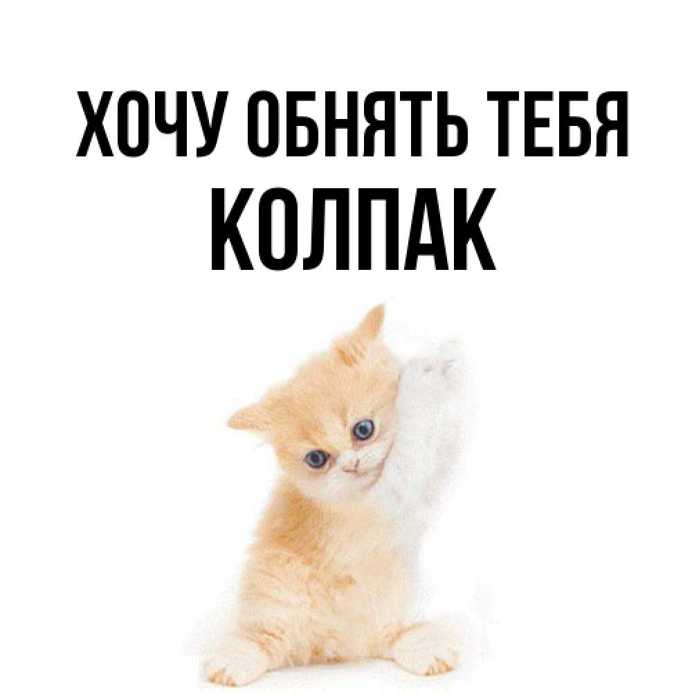 Открытка на каждый день с именем, Колпак Хочу обнять тебя я хочу очень скорее обнимаешек Прикольная открытка с пожеланием онлайн скачать бесплатно 
