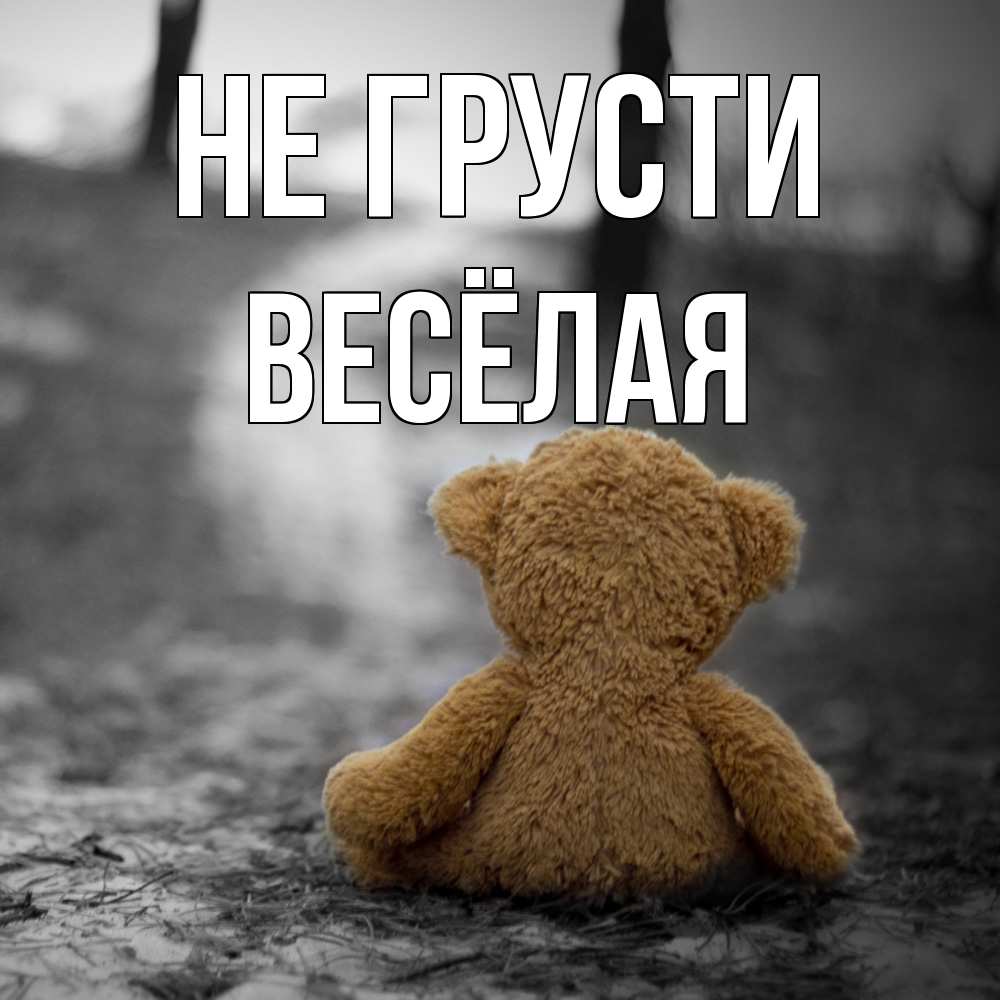 Открытка на каждый день с именем, Весёлая Не грусти медведь со спин Прикольная открытка с пожеланием онлайн скачать бесплатно 