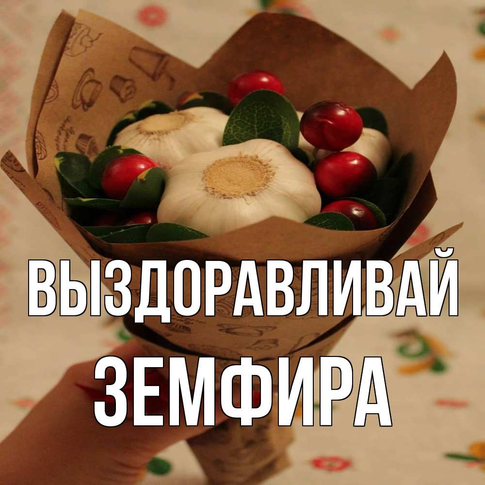 Открытка на каждый день с именем, Земфира Выздоравливай букет из фитонцидов и витамина c Прикольная открытка с пожеланием онлайн скачать бесплатно 
