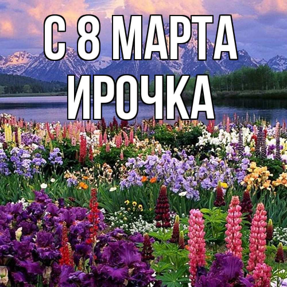 Открытка на каждый день с именем, Ирочка C 8 МАРТА международный женский день Прикольная открытка с пожеланием онлайн скачать бесплатно 