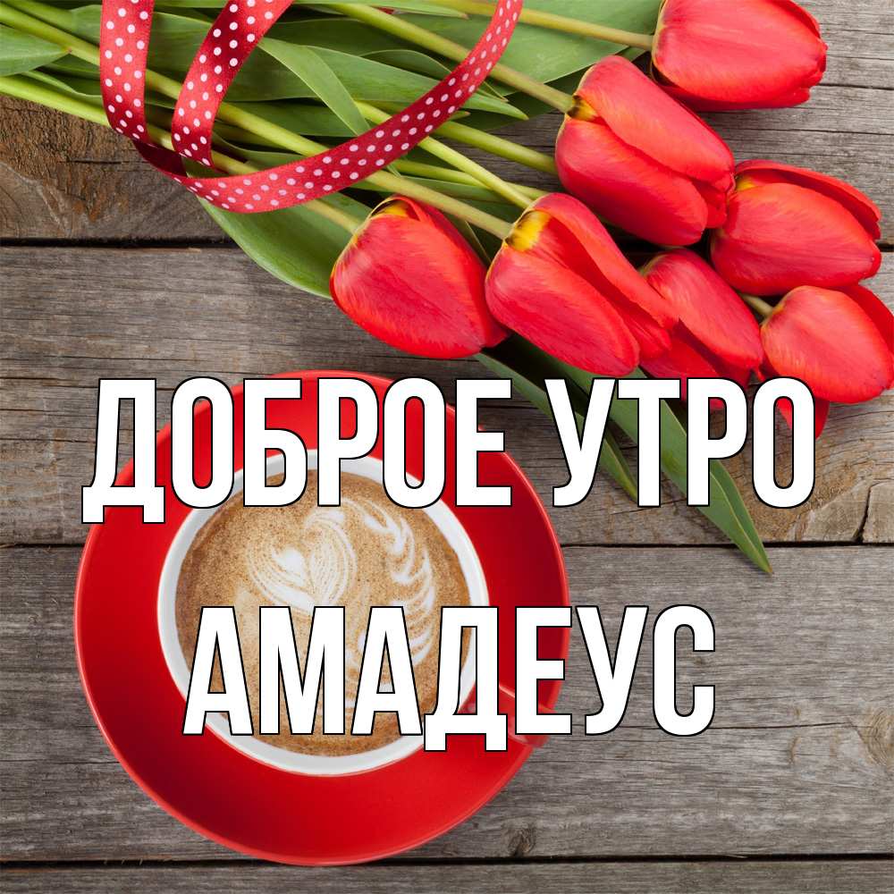 Открытка на каждый день с именем, Амадеус Доброе утро красное блюдце Прикольная открытка с пожеланием онлайн скачать бесплатно 