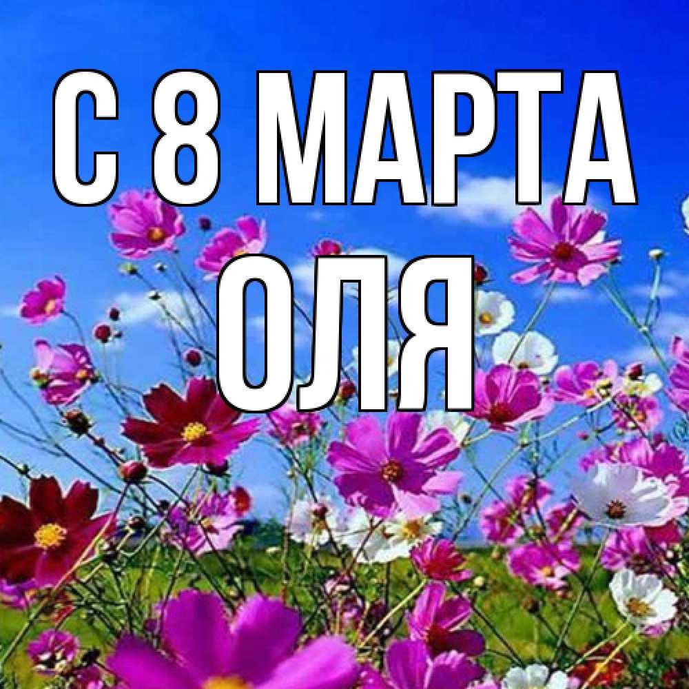 Открытка на каждый день с именем, Оля C 8 МАРТА цветы Прикольная открытка с пожеланием онлайн скачать бесплатно 