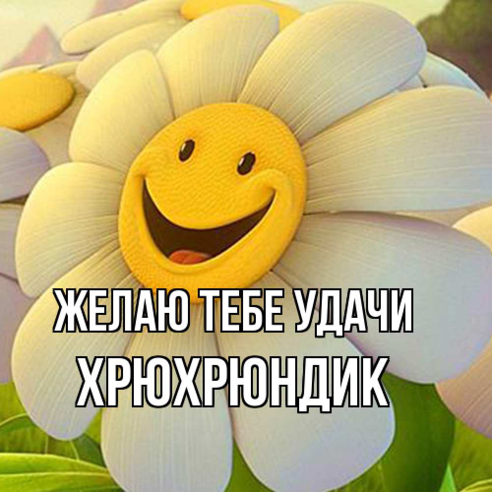 Открытка на каждый день с именем, Хрюхрюндик Желаю тебе удачи подписать открытку своим текстом Прикольная открытка с пожеланием онлайн скачать бесплатно 