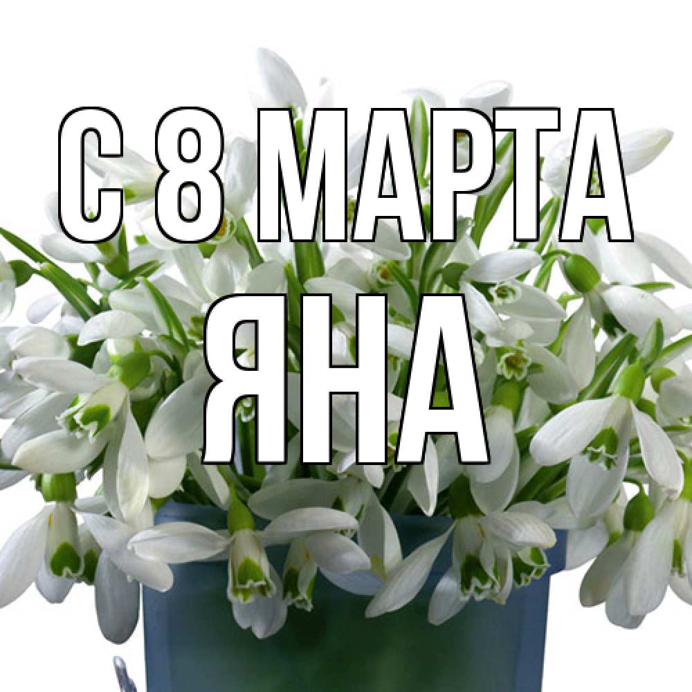 Открытка на каждый день с именем, Яна C 8 МАРТА цветы к международному женскому дню Прикольная открытка с пожеланием онлайн скачать бесплатно 