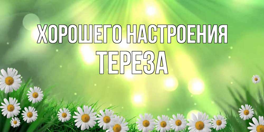 Открытка на каждый день с именем, Тереза Хорошего настроения открытка с ромашками и солнечными лучами Прикольная открытка с пожеланием онлайн скачать бесплатно 