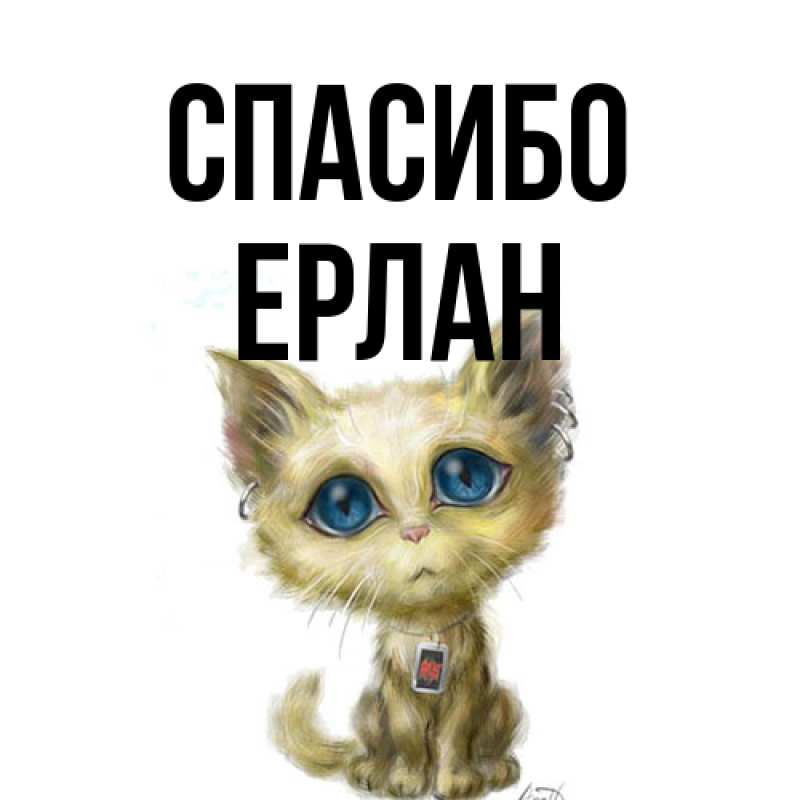Открытка с именем, Ерлан, Спасибо