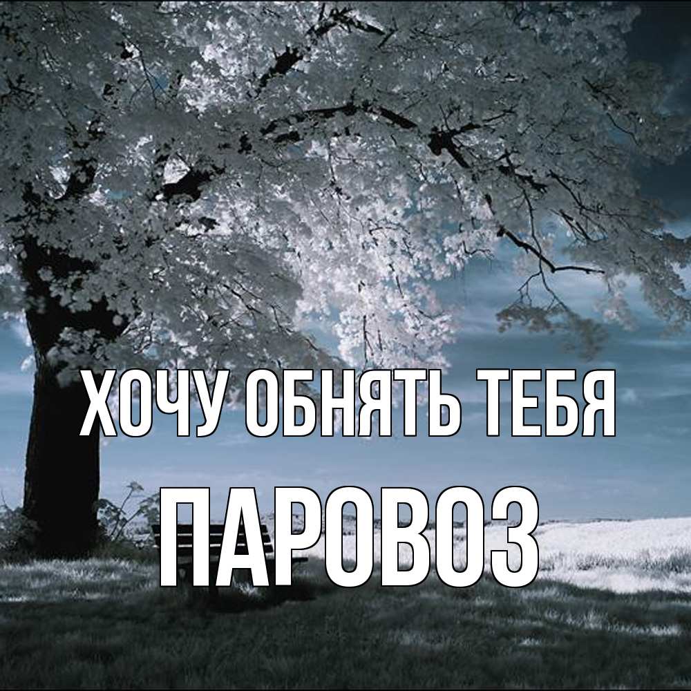 Открытка на каждый день с именем, Паровоз Хочу обнять тебя дерево Прикольная открытка с пожеланием онлайн скачать бесплатно 