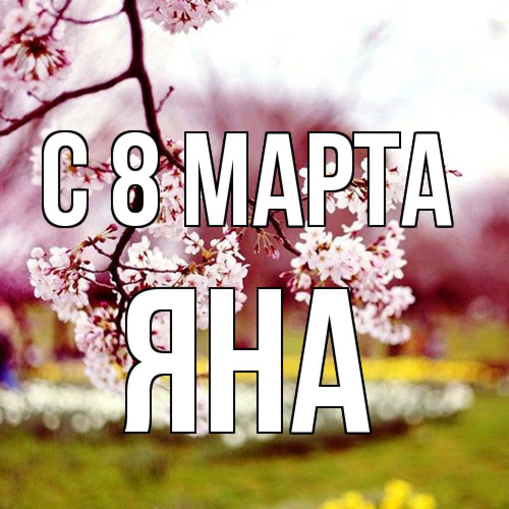 Открытка на каждый день с именем, Яна C 8 МАРТА яблоня Прикольная открытка с пожеланием онлайн скачать бесплатно 