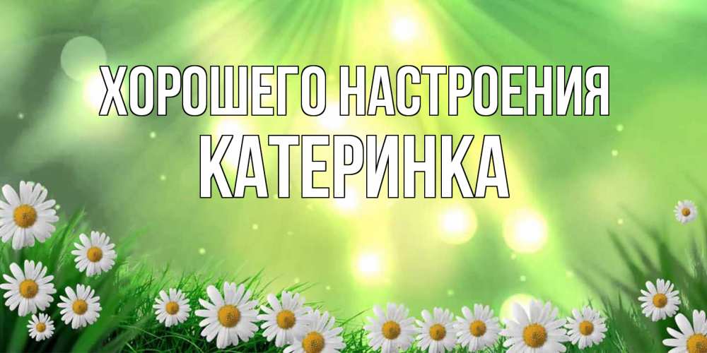 Открытка на каждый день с именем, Катеринка Хорошего настроения открытка с ромашками и солнечными лучами Прикольная открытка с пожеланием онлайн скачать бесплатно 