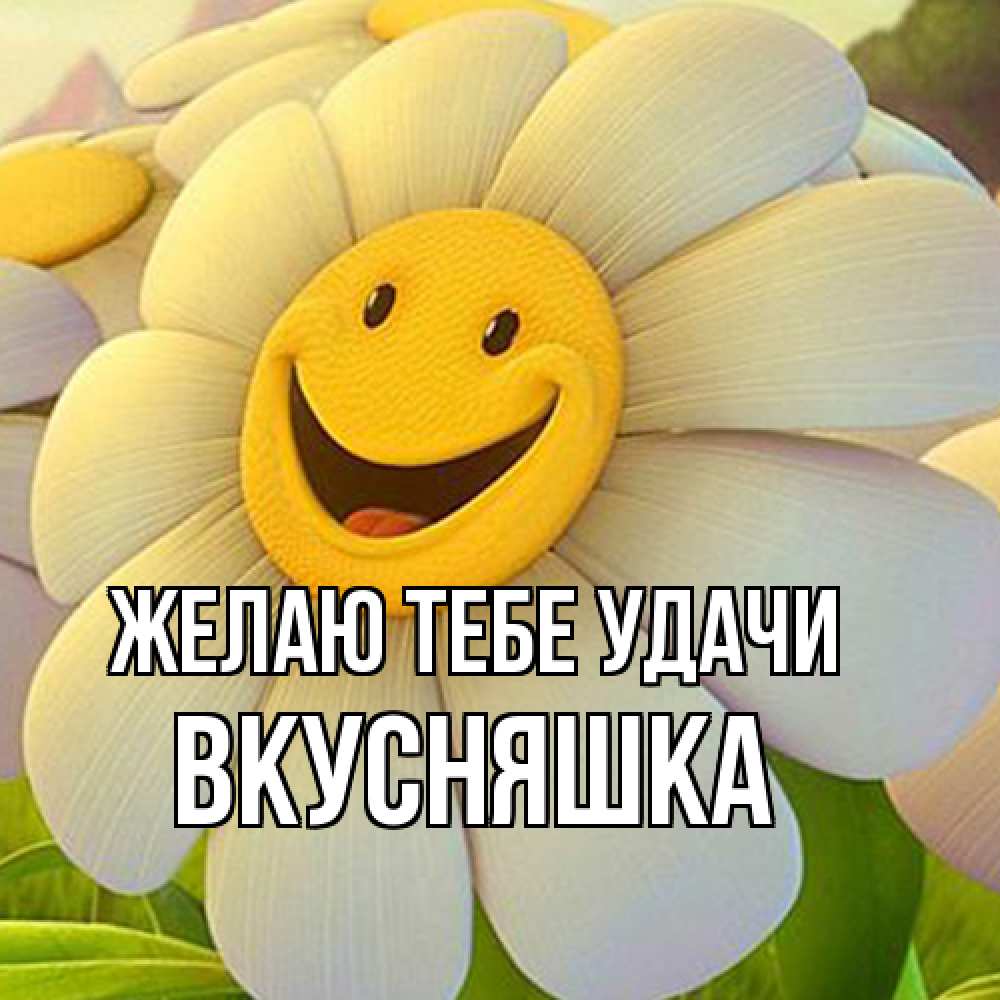 Открытка на каждый день с именем, Вкусняшка Желаю тебе удачи подписать открытку своим текстом Прикольная открытка с пожеланием онлайн скачать бесплатно 