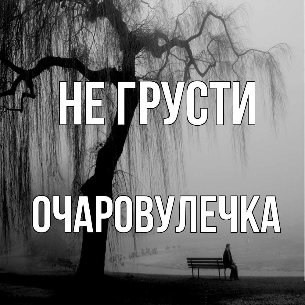Открытка на каждый день с именем, Очаpовулечка Не грусти висящие ветки дерева и лавочка под деревом Прикольная открытка с пожеланием онлайн скачать бесплатно 