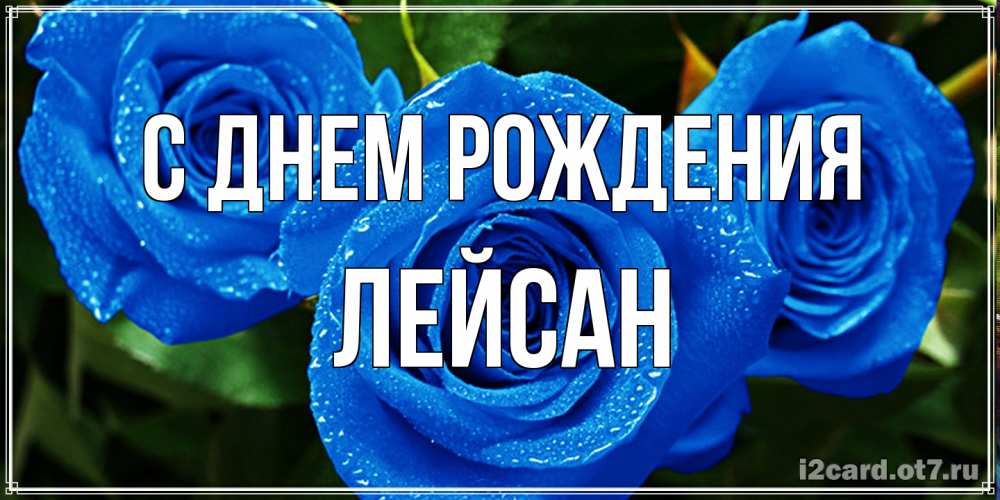 Открытка на каждый день с именем, Лейсан С днем рождения розы с синим цветом Прикольная открытка с пожеланием онлайн скачать бесплатно 