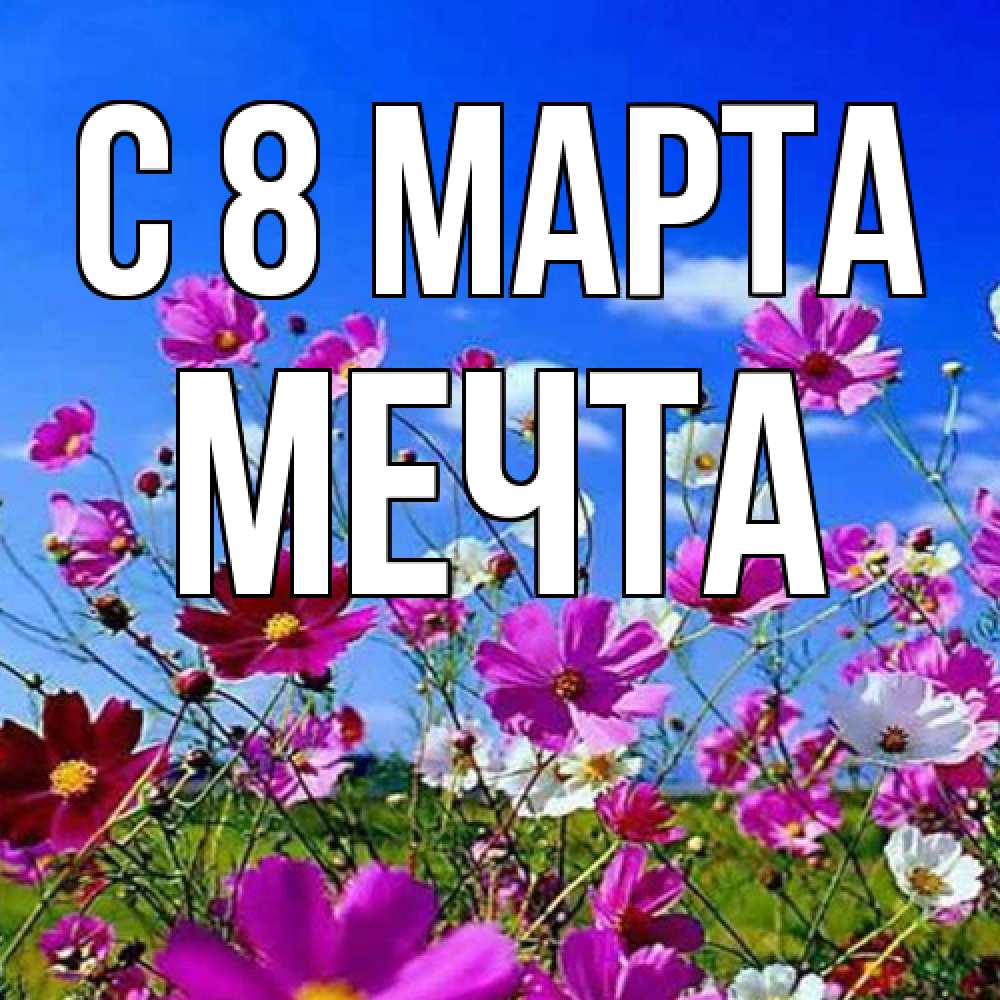 Открытка на каждый день с именем, мечта C 8 МАРТА цветы Прикольная открытка с пожеланием онлайн скачать бесплатно 