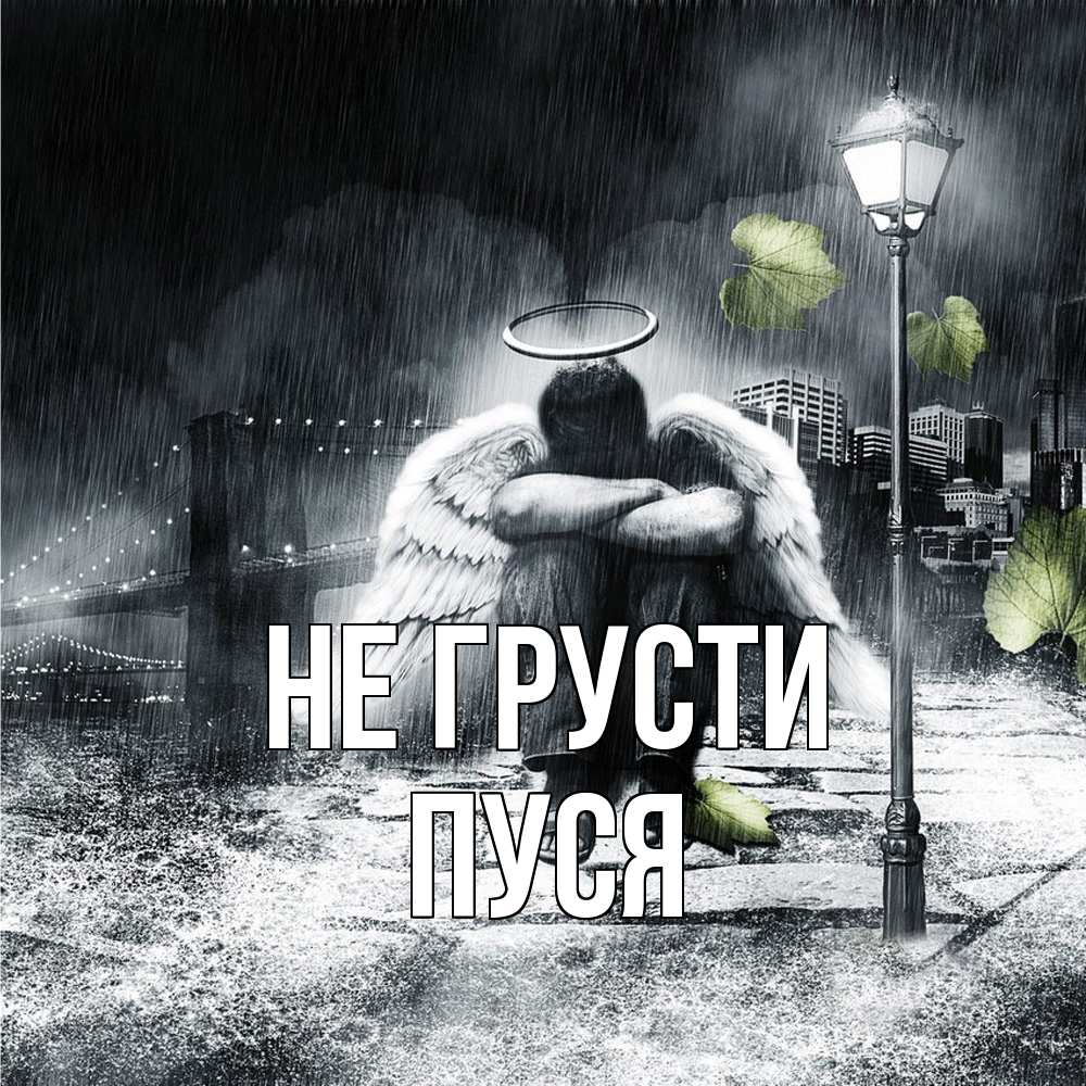 Открытка на каждый день с именем, Пуся Не грусти фонарь и Бруклин Прикольная открытка с пожеланием онлайн скачать бесплатно 