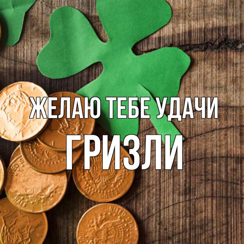 Открытка с именем, Гризли, Желаю тебе удачи