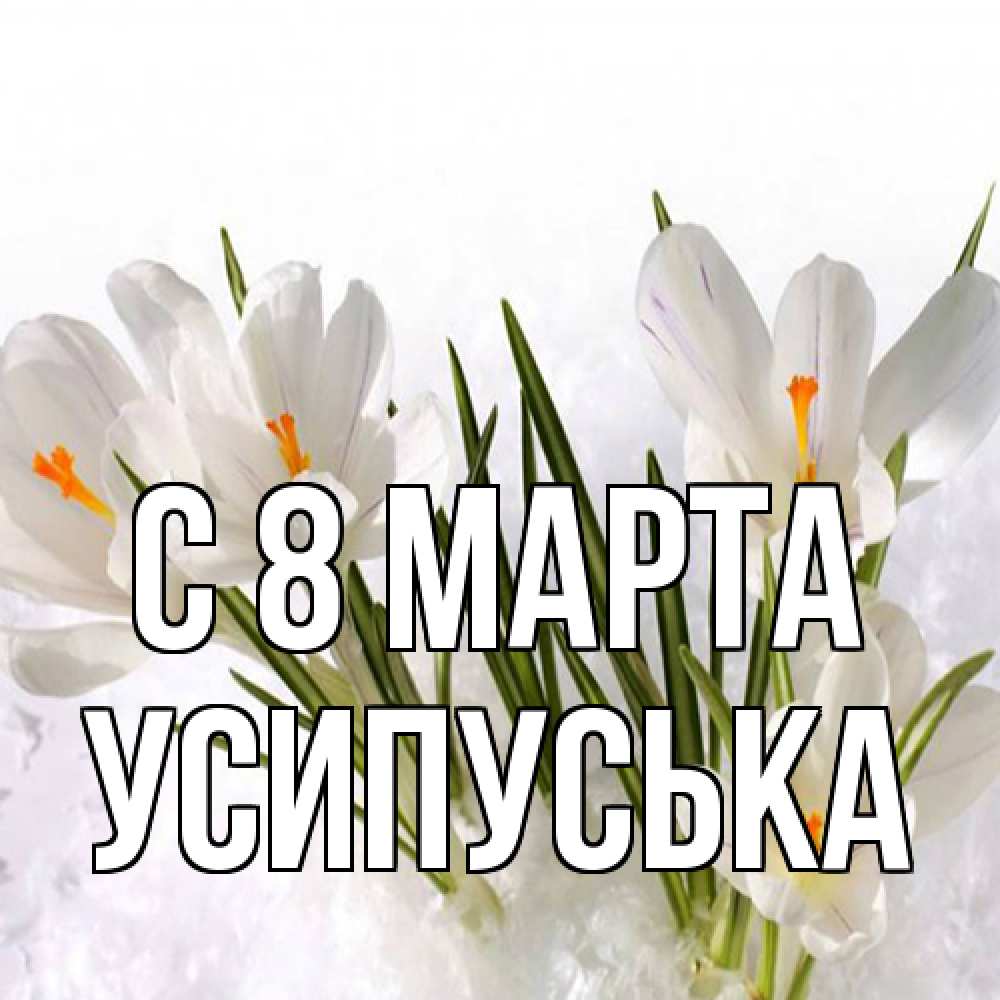 Открытка на каждый день с именем, усипуська C 8 МАРТА под снегом Прикольная открытка с пожеланием онлайн скачать бесплатно 