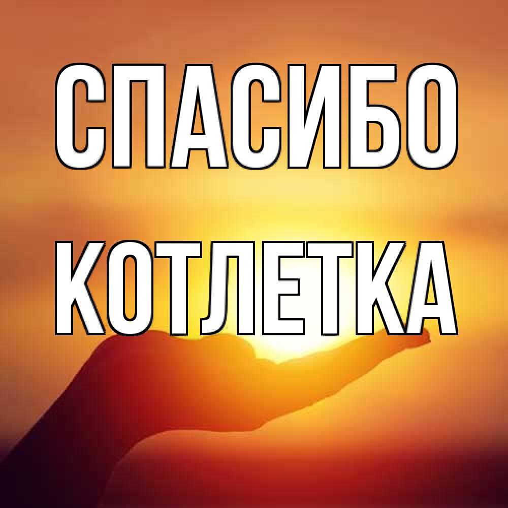 Открытка на каждый день с именем, Котлетка Спасибо закат Прикольная открытка с пожеланием онлайн скачать бесплатно 