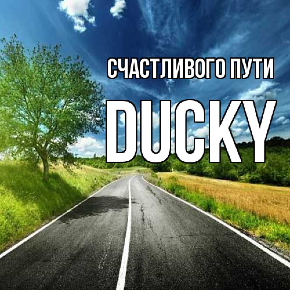 Открытка на каждый день с именем, Ducky Счастливого пути яркие деревья и небо Прикольная открытка с пожеланием онлайн скачать бесплатно 