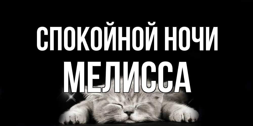 Открытка на каждый день с именем, Мелисса Спокойной ночи спящий котик Прикольная открытка с пожеланием онлайн скачать бесплатно 