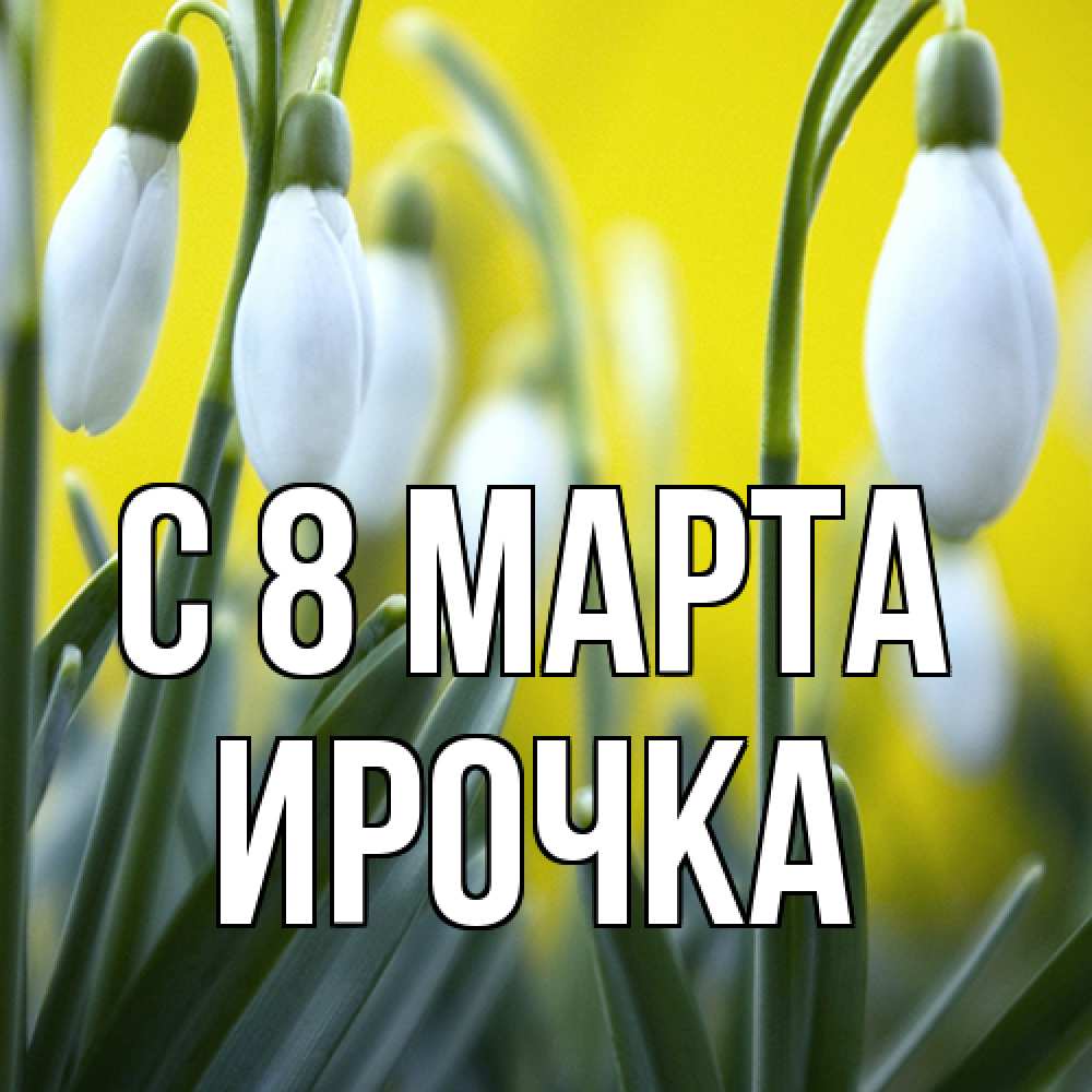 Открытка на каждый день с именем, Ирочка C 8 МАРТА весенние цветы Прикольная открытка с пожеланием онлайн скачать бесплатно 