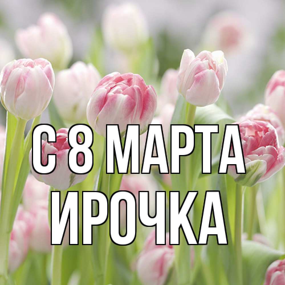 Открытка на каждый день с именем, Ирочка C 8 МАРТА цветы Прикольная открытка с пожеланием онлайн скачать бесплатно 