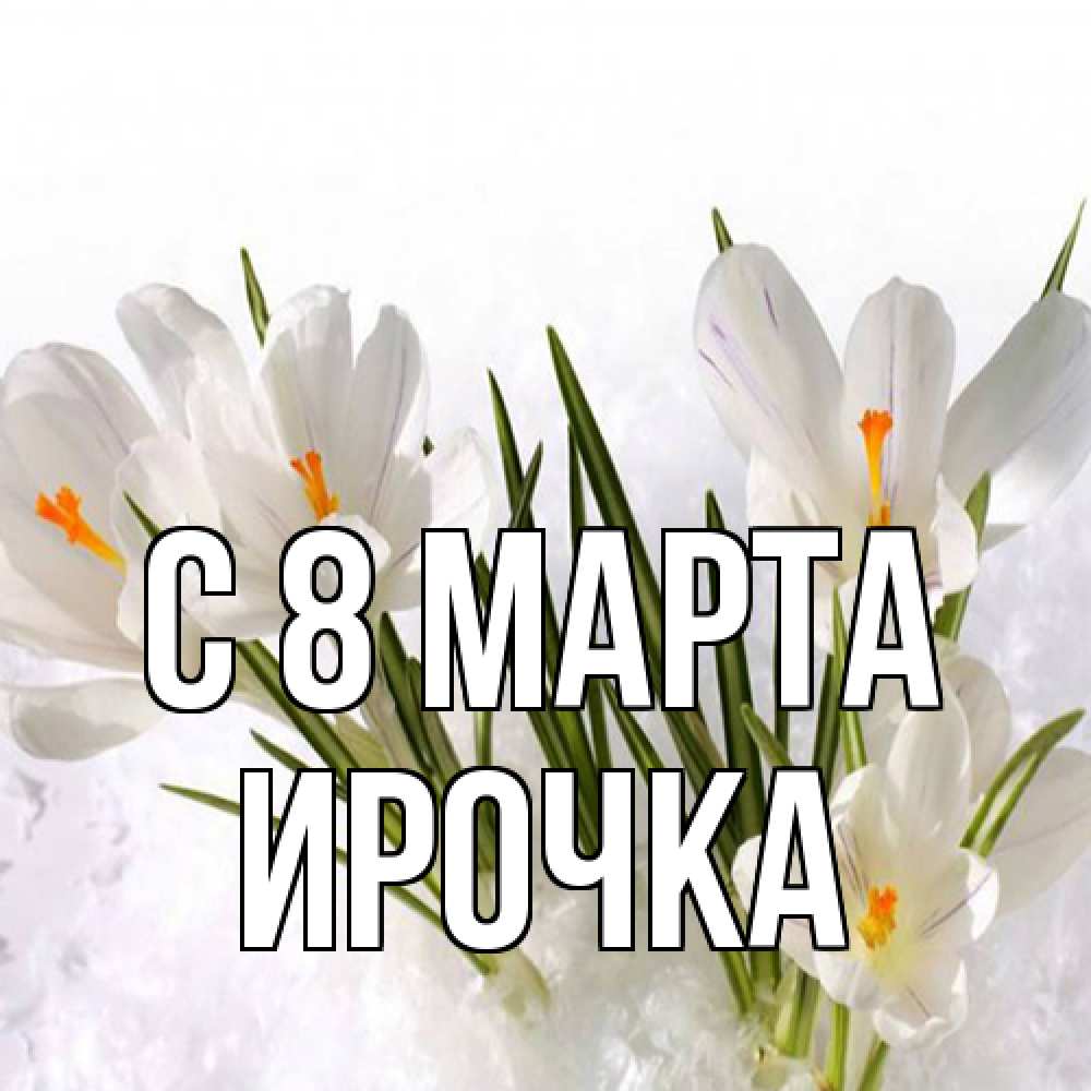 Открытка на каждый день с именем, Ирочка C 8 МАРТА под снегом Прикольная открытка с пожеланием онлайн скачать бесплатно 