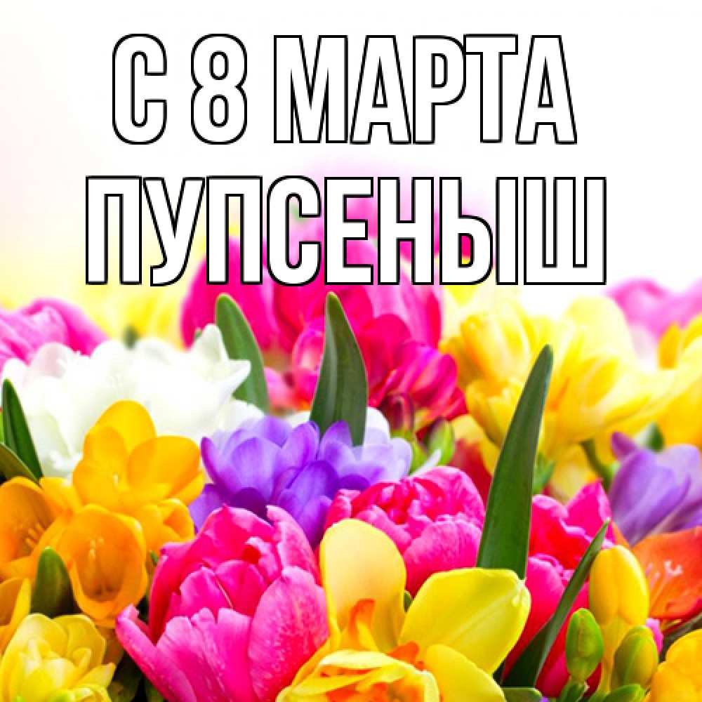Открытка на каждый день с именем, пупсеныш C 8 МАРТА тюльпаны Прикольная открытка с пожеланием онлайн скачать бесплатно 