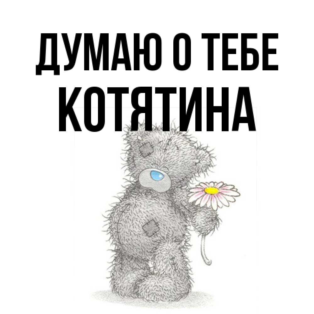 Открытка на каждый день с именем, Котятина Думаю о тебе мысли только о тебе Прикольная открытка с пожеланием онлайн скачать бесплатно 