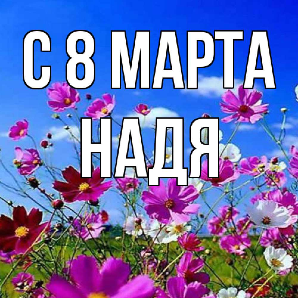 Открытка на каждый день с именем, Надя C 8 МАРТА цветы Прикольная открытка с пожеланием онлайн скачать бесплатно 
