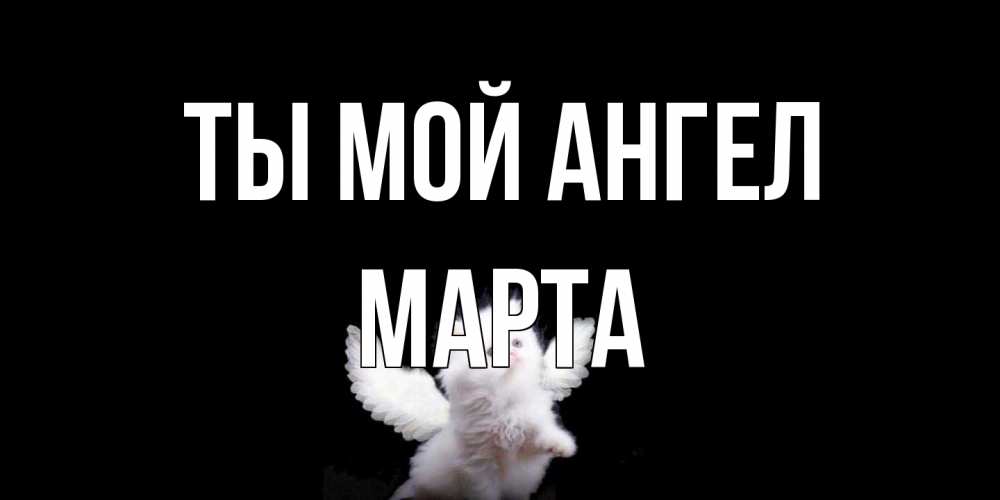 Открытка на каждый день с именем, Марта Ты мой ангел Кот ангел Прикольная открытка с пожеланием онлайн скачать бесплатно 