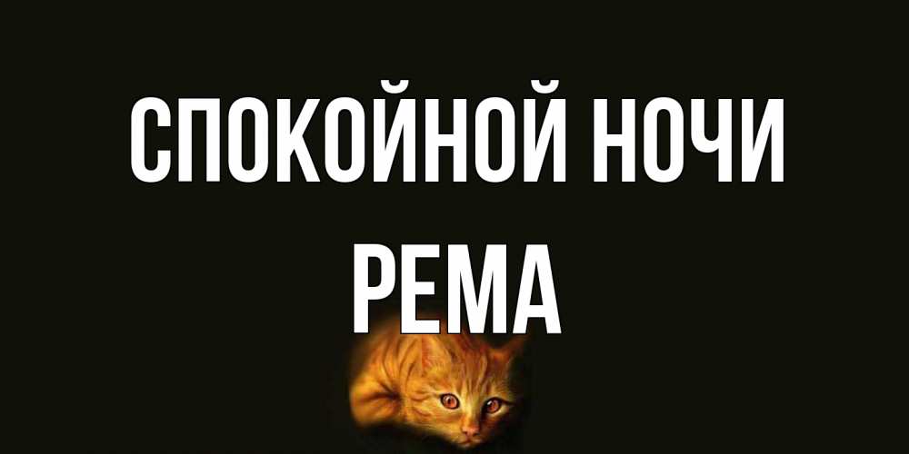 Открытка на каждый день с именем, Рема Спокойной ночи кот Прикольная открытка с пожеланием онлайн скачать бесплатно 