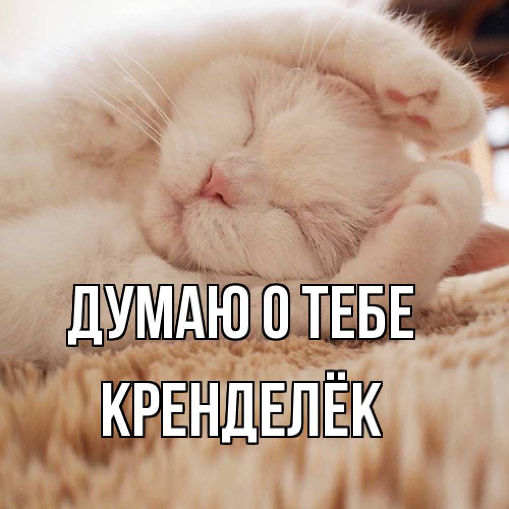 Открытка на каждый день с именем, Кренделёк Думаю о тебе для любимой девушки милота Прикольная открытка с пожеланием онлайн скачать бесплатно 