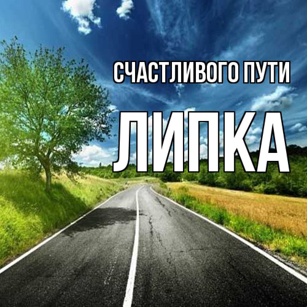 Открытка на каждый день с именем, Липка Счастливого пути яркие деревья и небо Прикольная открытка с пожеланием онлайн скачать бесплатно 