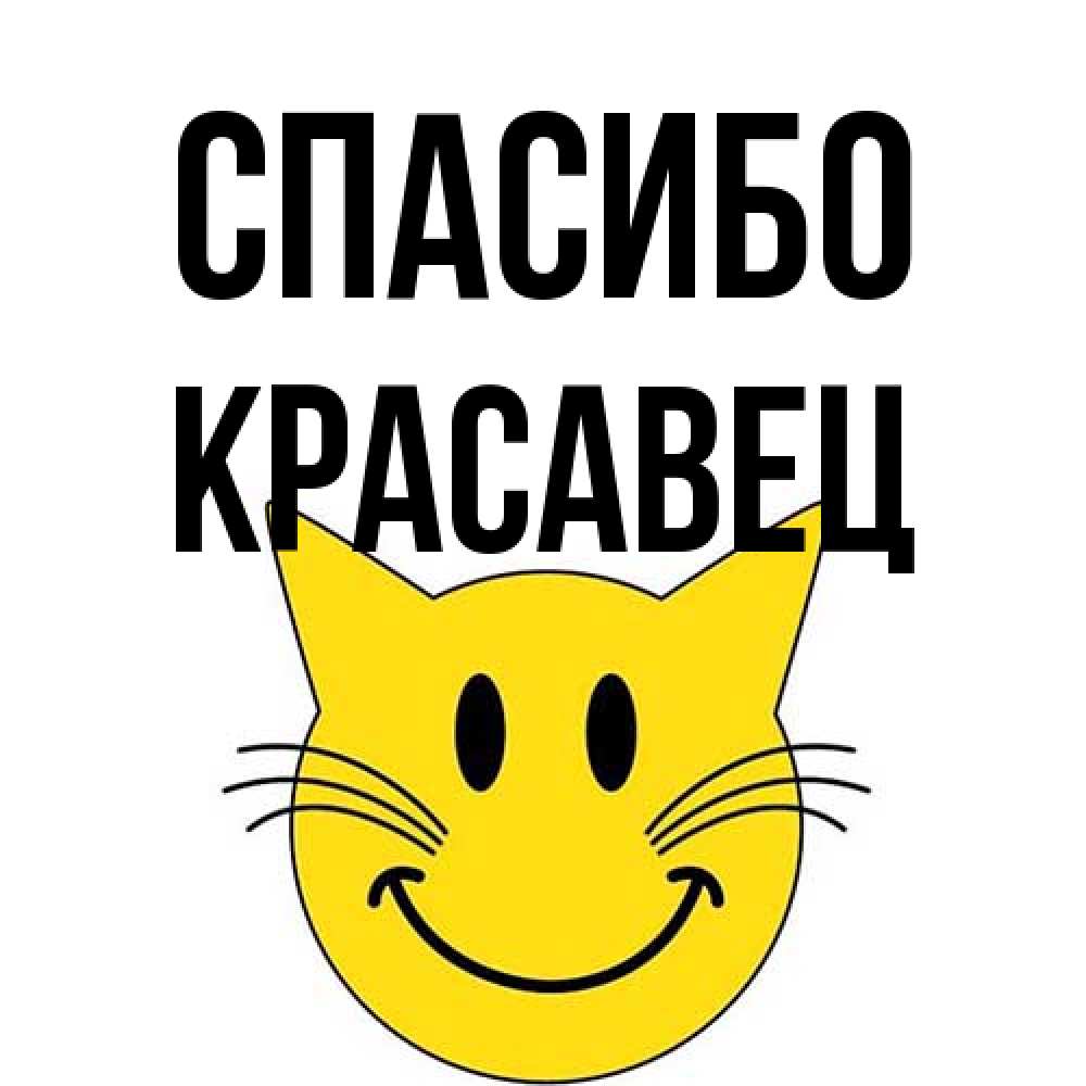Открытка на каждый день с именем, Красавец Спасибо улыбающийся смайл кот Прикольная открытка с пожеланием онлайн скачать бесплатно 