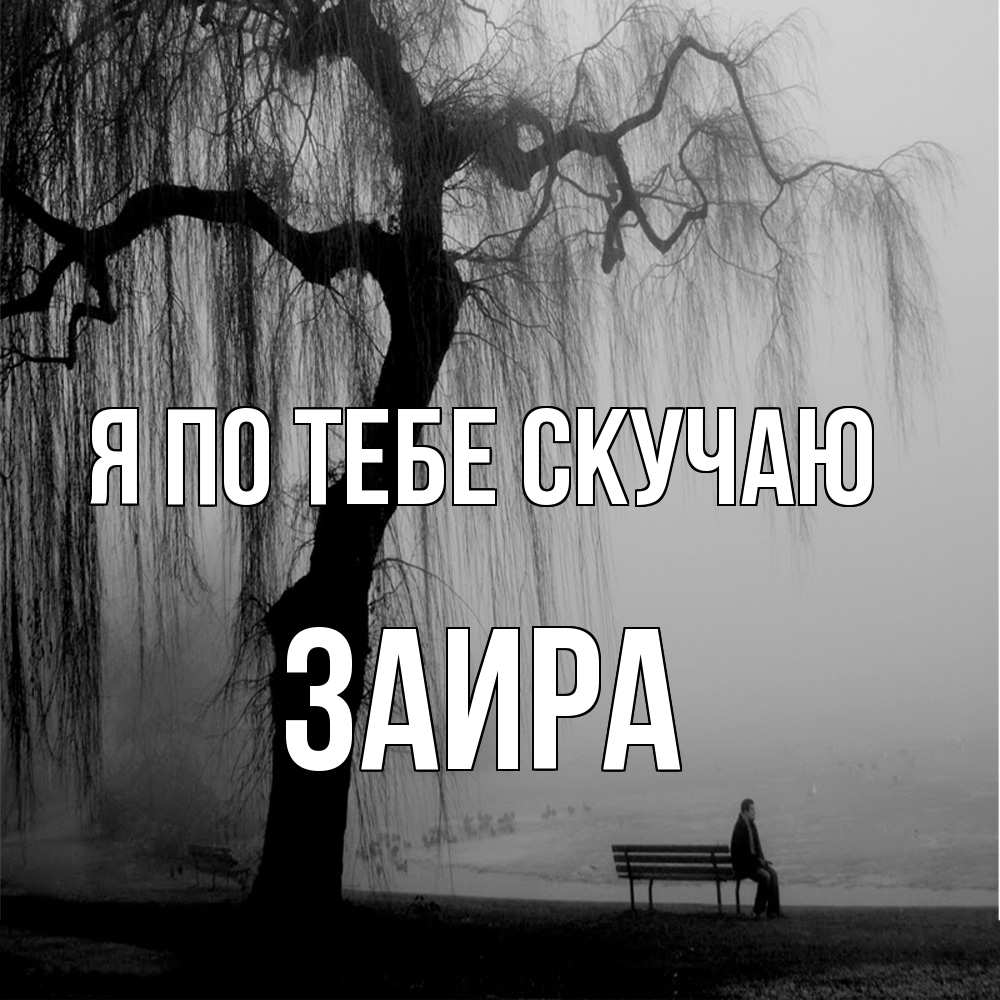 Открытка на каждый день с именем, Заира Я по тебе скучаю лавочка под деревом я жду тебя Прикольная открытка с пожеланием онлайн скачать бесплатно 
