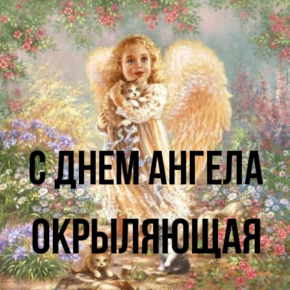 Открытка на каждый день с именем, окрыляющая С днем ангела держит котенка Прикольная открытка с пожеланием онлайн скачать бесплатно 