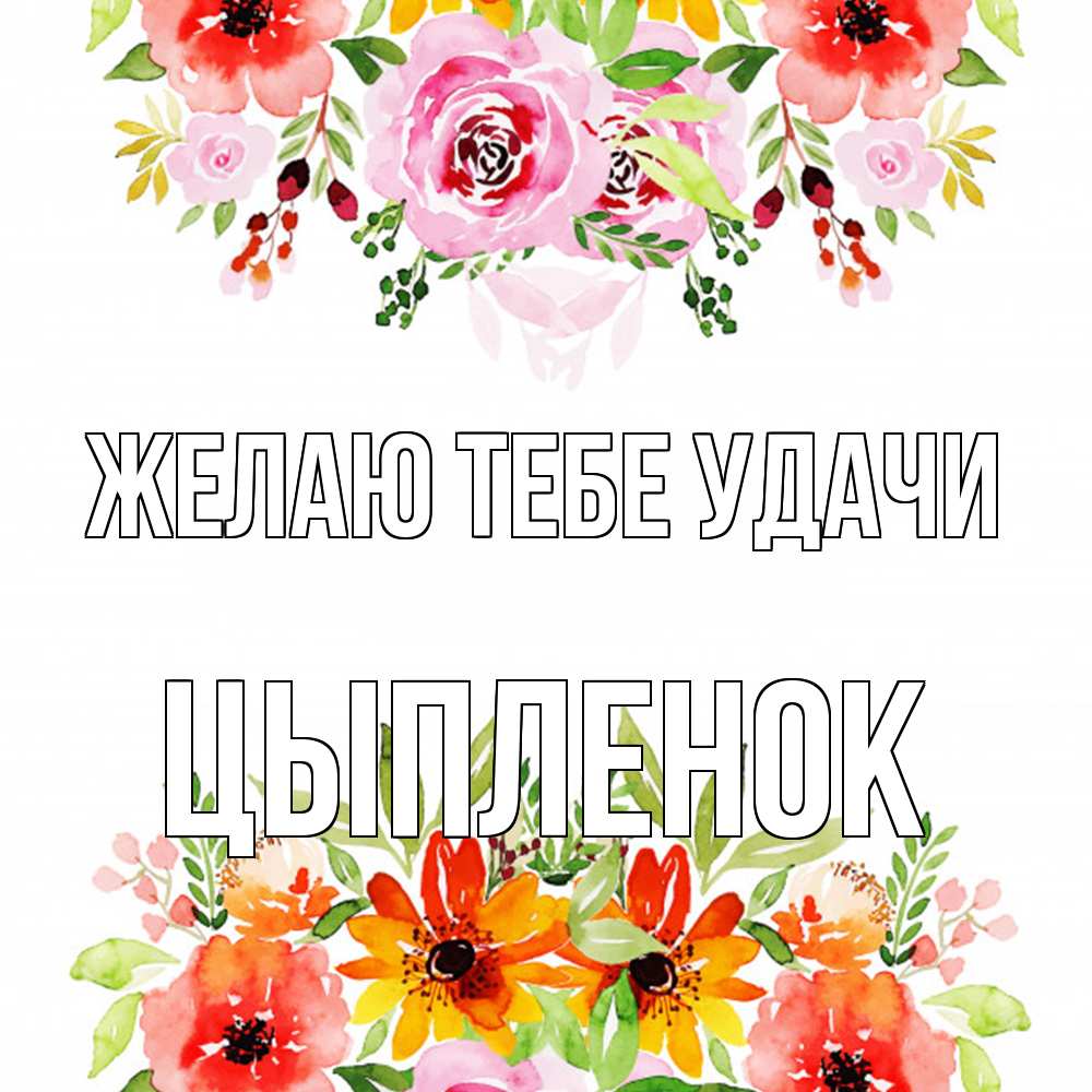 Открытка на каждый день с именем, Цыпленок Желаю тебе удачи открытка с цветами акварелью Прикольная открытка с пожеланием онлайн скачать бесплатно 