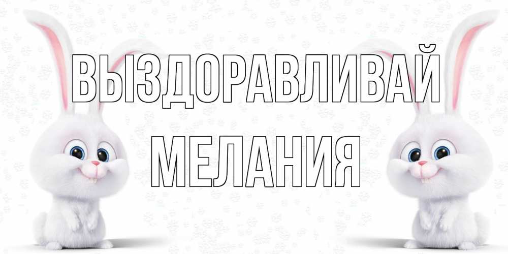 Открытка на каждый день с именем, Мелания Выздоравливай не болей с зайцем Прикольная открытка с пожеланием онлайн скачать бесплатно 