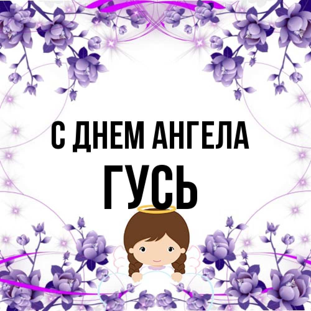 Открытка на каждый день с именем, Гусь С днем ангела с именинами в рамочке Прикольная открытка с пожеланием онлайн скачать бесплатно 