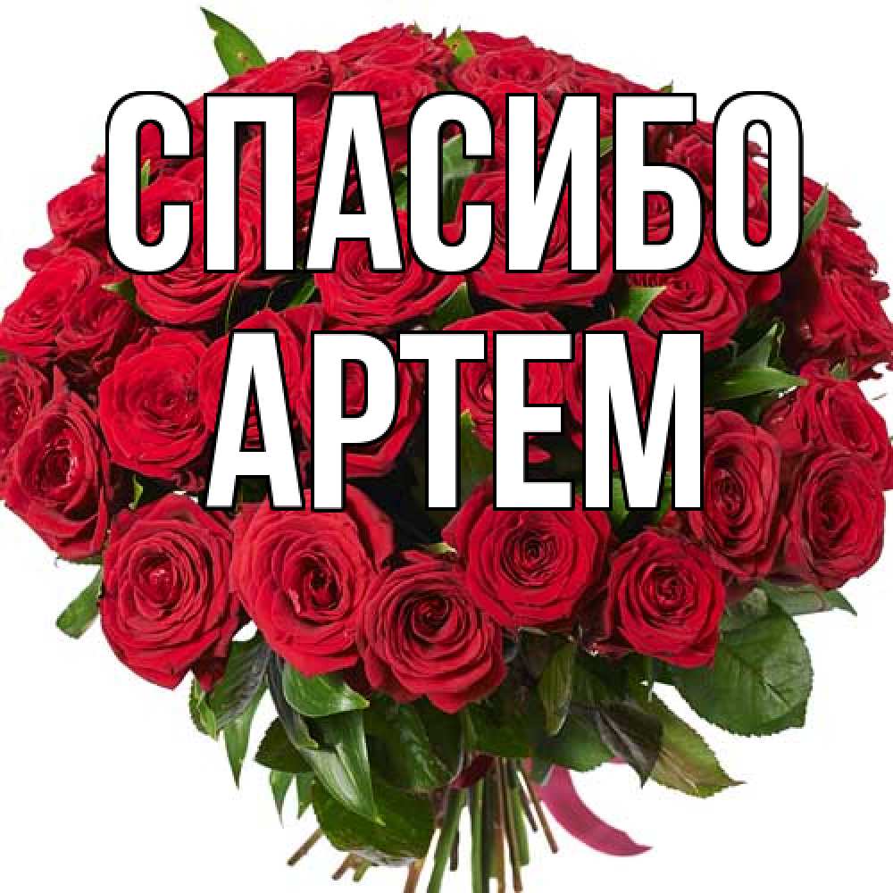 Открытка на каждый день с именем, Артем Спасибо букет красных роз Прикольная открытка с пожеланием онлайн скачать бесплатно 