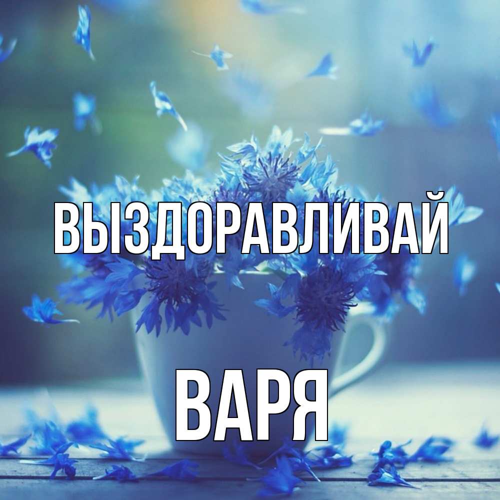 Открытка на каждый день с именем, Варя Выздоравливай кружка с зельем и цветами Прикольная открытка с пожеланием онлайн скачать бесплатно 